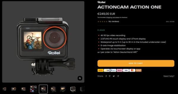 Анонсирована экшен-камера Action One 4K 60к/с
